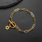 Pulsera para mujer con colgante de la <span data-glossary-id="étoile de David">estrella de David</span> símbolo judío oro
