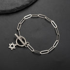 Pulsera para mujer con colgante de la <span data-glossary-id="étoile de David">estrella de David</span> símbolo judío plata