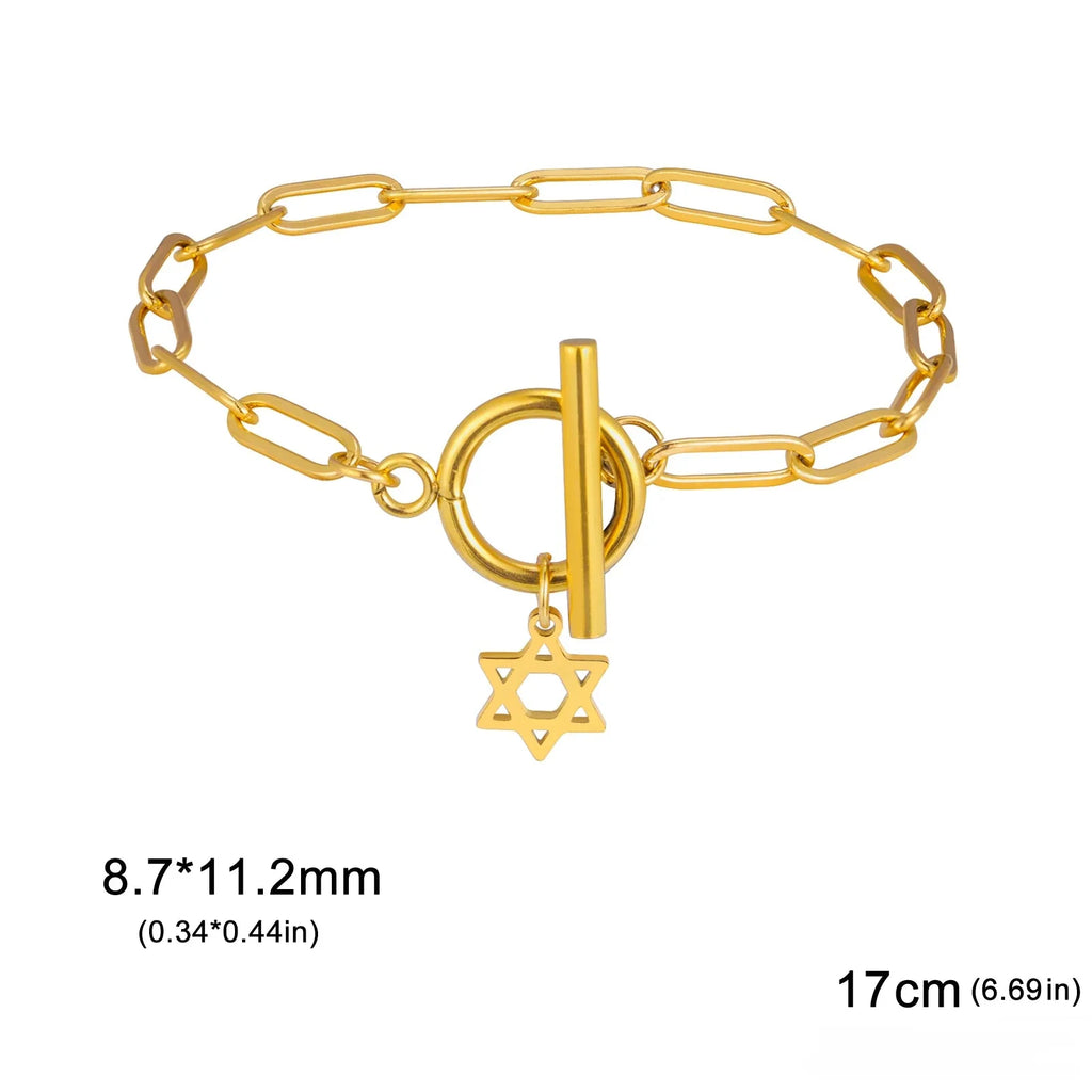 Pulsera para mujer con colgante de la <span data-glossary-id="étoile de David">estrella de David</span> símbolo judío oro