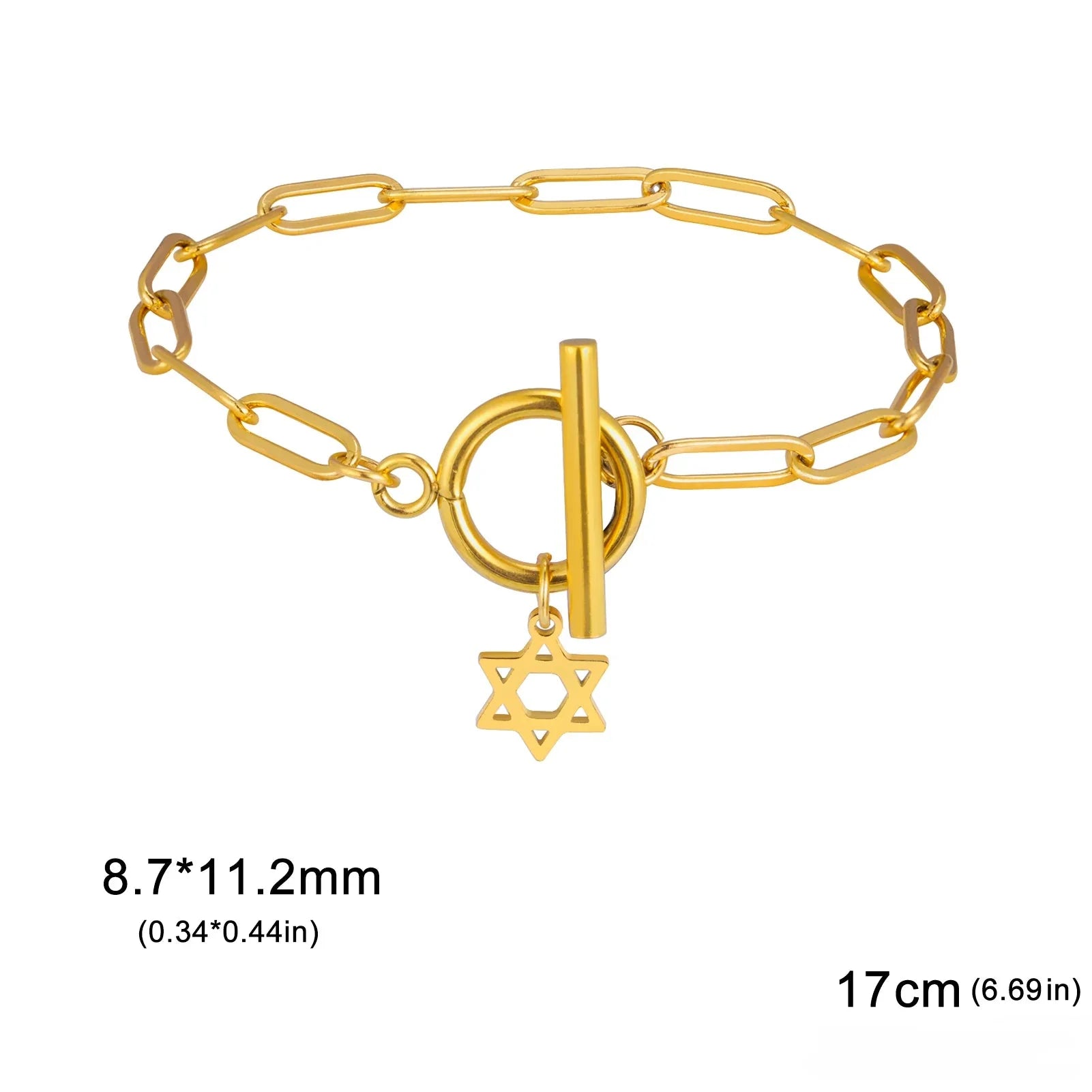 Pulsera para mujer con colgante de la <span data-glossary-id="étoile de David">estrella de David</span> símbolo judío oro