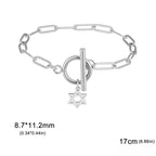 Pulsera para mujer con colgante de la <span data-glossary-id="étoile de David">estrella de David</span> símbolo judío plata