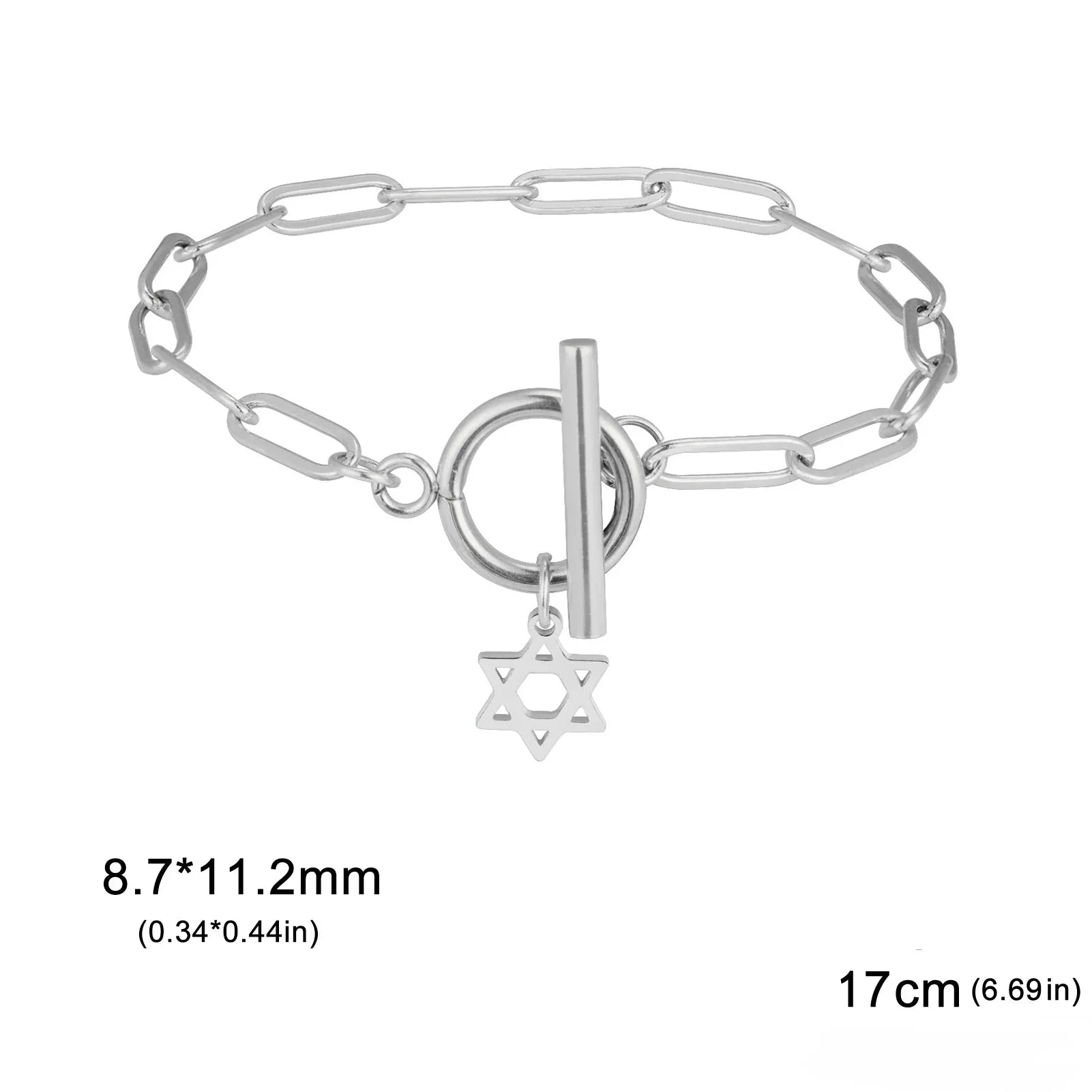 Pulsera para mujer con colgante de la <span data-glossary-id="étoile de David">estrella de David</span> símbolo judío plata