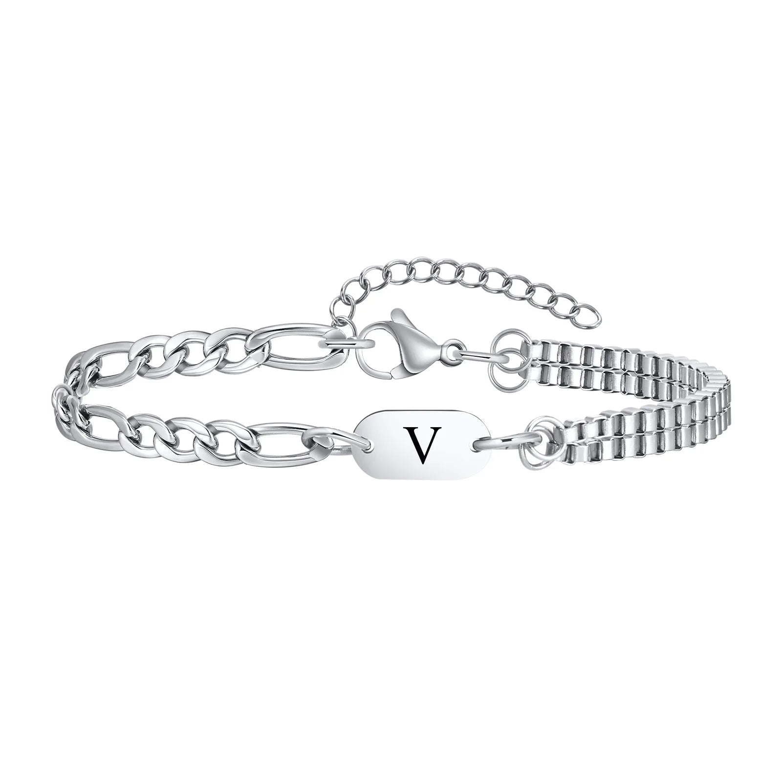 Pulsera para hombre con inicial v