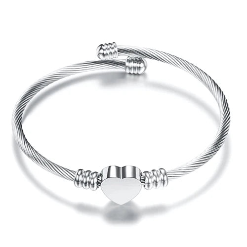 Pulsera Ajustable Corazón Cadena para Mujer plata