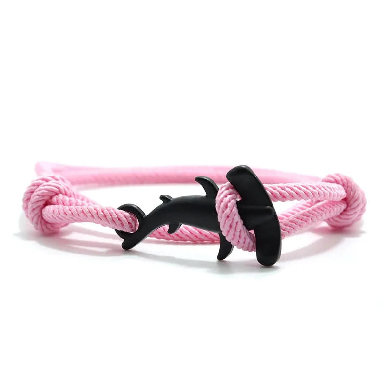 Pulsera Tiburón Martillo negro y rosa