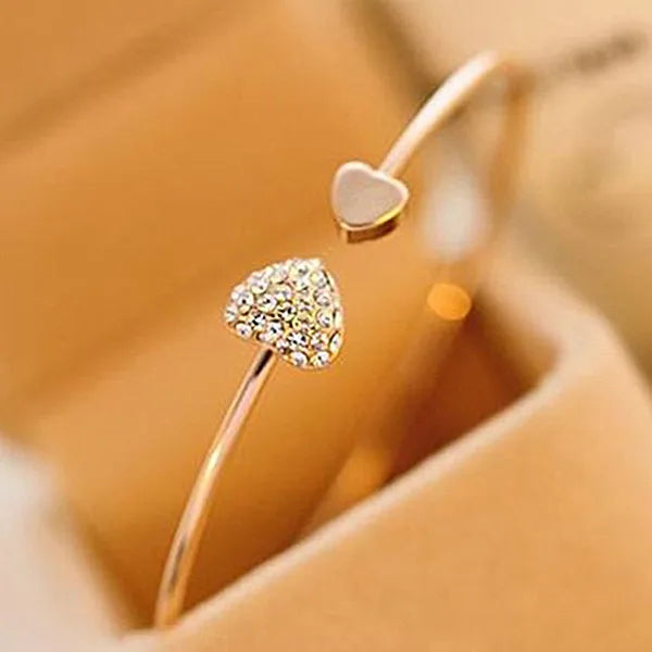 Pulsera retro con corazón y cristal