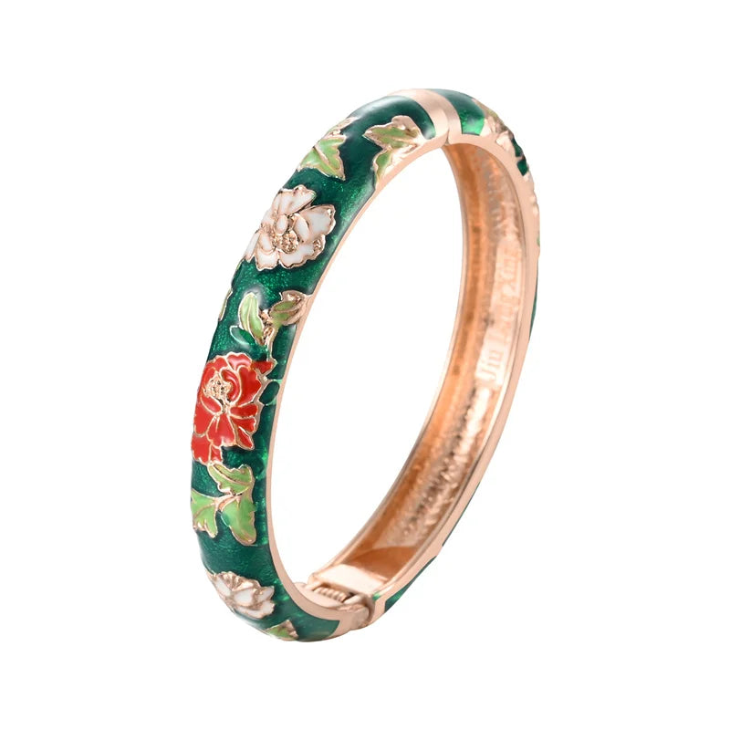 Pulsera Romántica Esclava Flores verde