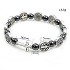 Pulsera con medallas de San Benito y Cruz de plata con medalla grande