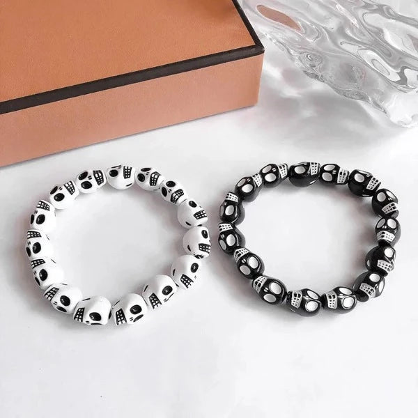 Pulsera Cabeza de Muerto Blanco y Negro