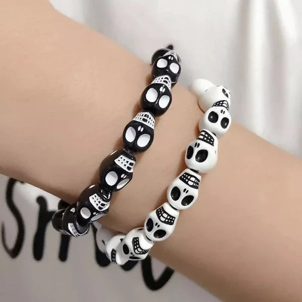 Pulsera Cabeza de Muerto Blanco y Negro