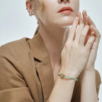 Pulsera Trenzada de Cuero con Trébol de 4 Hojas verde