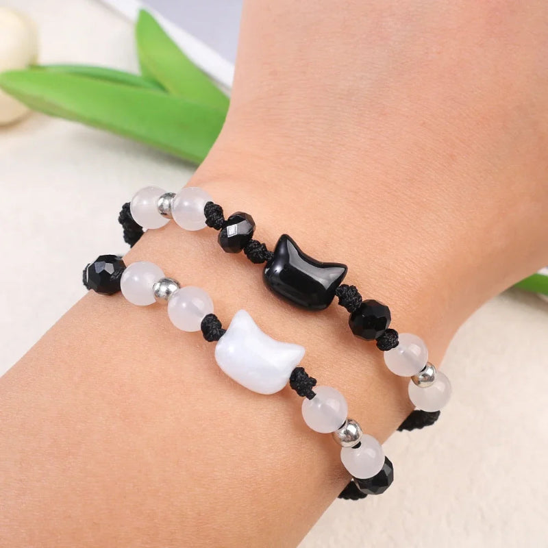 Pulsera Trenzada Gato Piedra de Luna 1