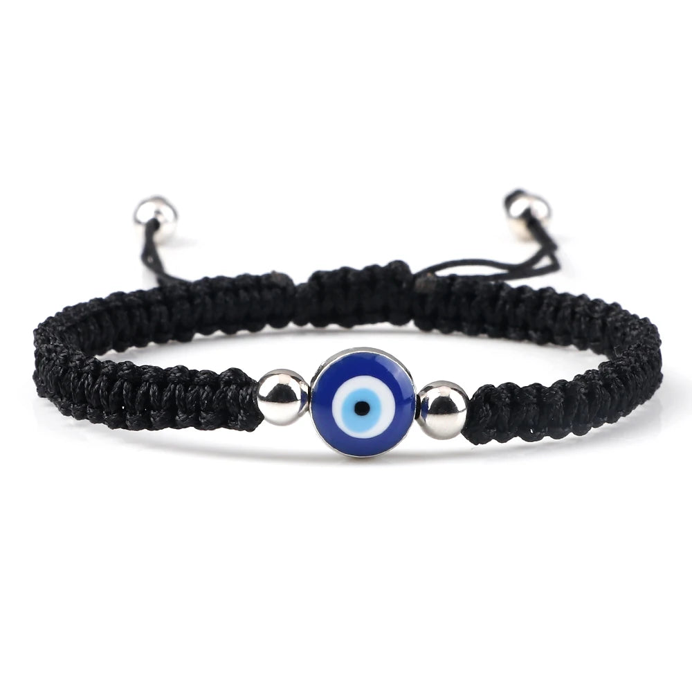 Pulsera Trenzada Contra Mal de Ojo Azul negro y plata
