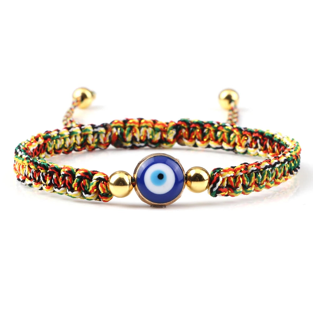 Pulsera Trenzada Contra Mal de Ojo Azul multicolor y oro