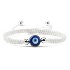 Pulsera Trenzada Contra Mal de Ojo Azul blanco y plata