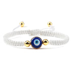 Pulsera Trenzada Contra Mal de Ojo Azul blanco y oro