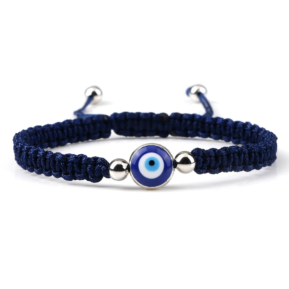 Pulsera Trenzada Contra Mal de Ojo Azul azul y plata