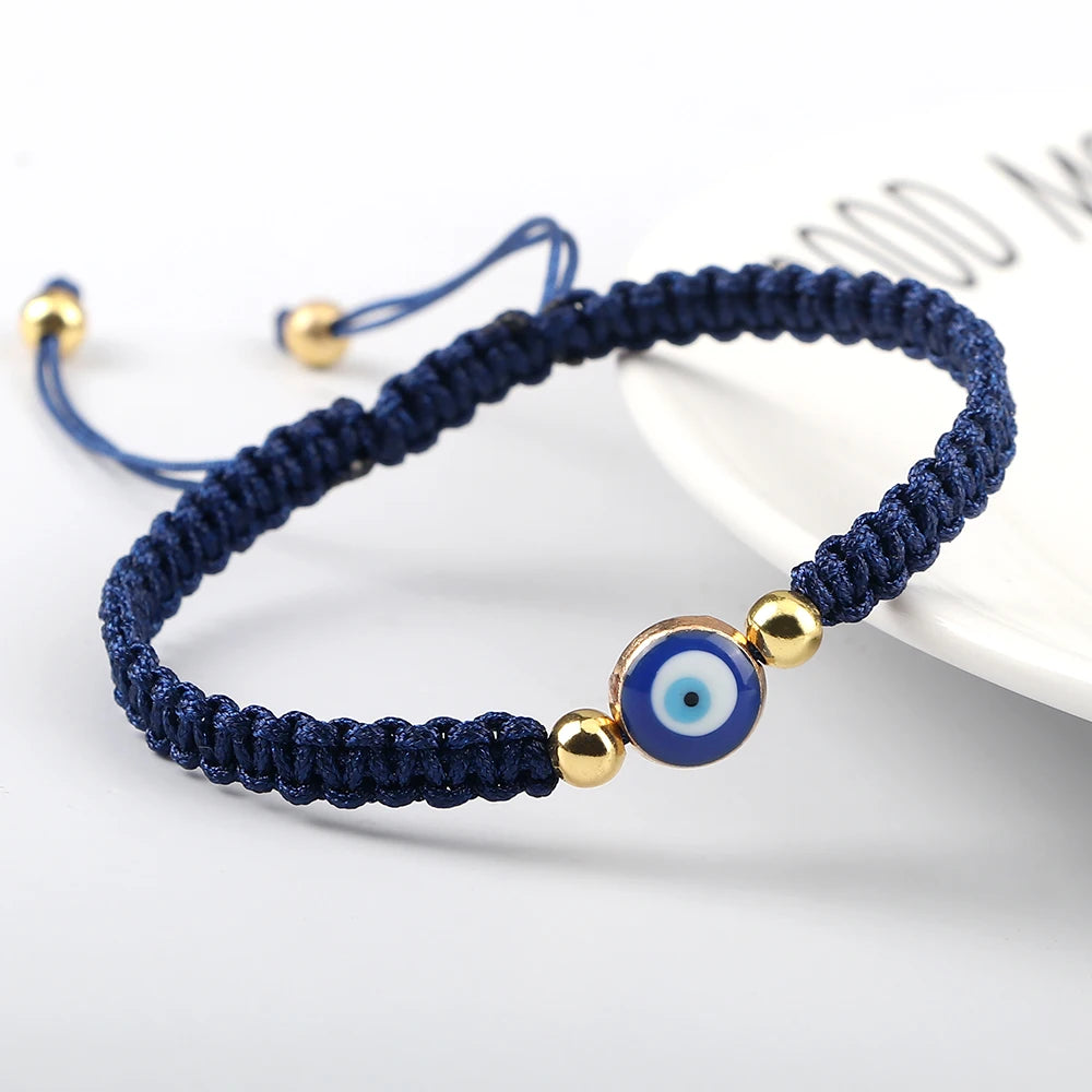 Pulsera Trenzada Contra Mal de Ojo Azul azul y oro