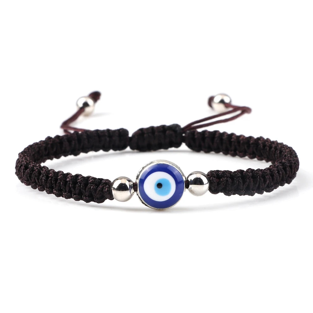 Pulsera Trenzada Contra Mal de Ojo Azul marrón y plata