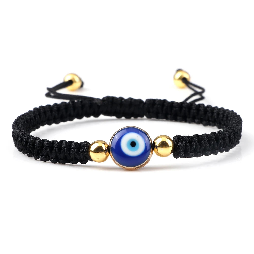 Pulsera Trenzada Contra Mal de Ojo Azul negro y oro
