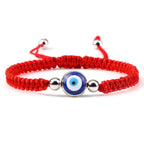 Pulsera Trenzada Contra Mal de Ojo Azul rojo y plata