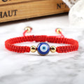 Pulsera Trenzada Contra Mal de Ojo Azul rojo y oro