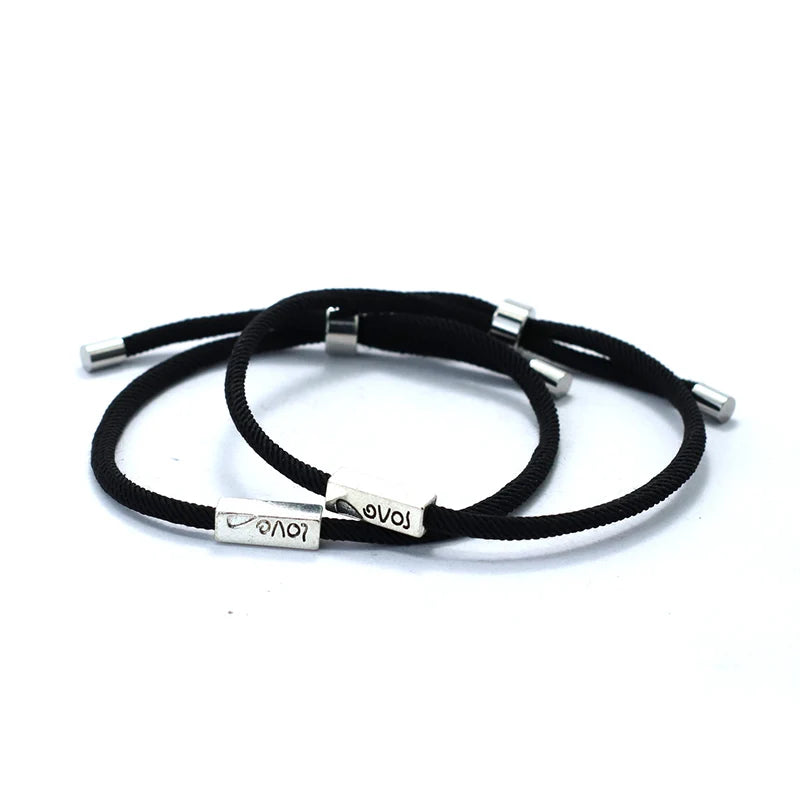 Pulseras Trenzadas Gourmette para Parejas "Love" negro y negro