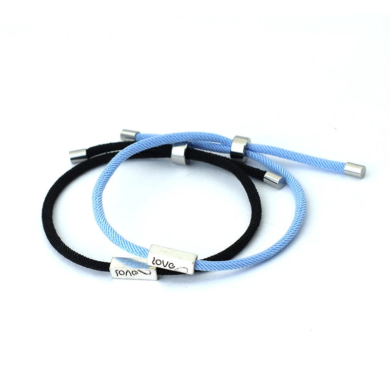 Pulseras Trenzadas Gourmette para Parejas "Love" azul y negro