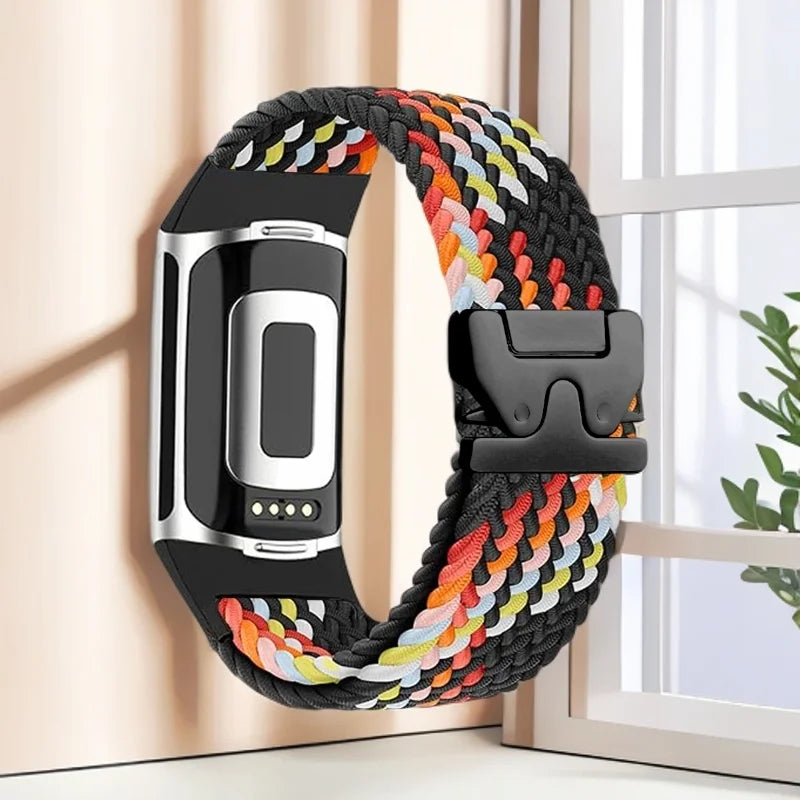Pulsera trenzada para reloj Fitbit Charge 5, Charge 6 negro multicolor