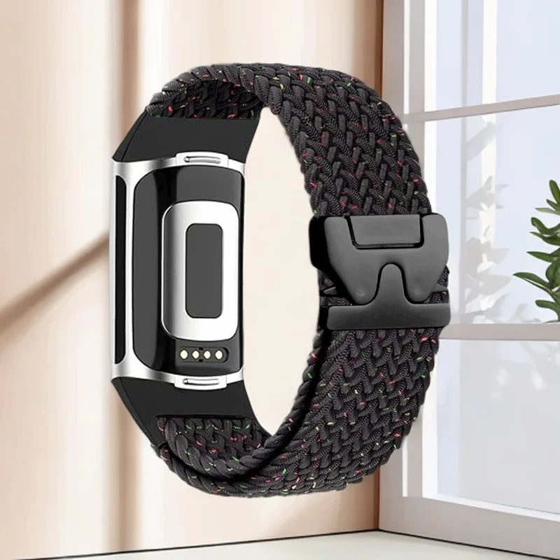 Pulsera trenzada para reloj Fitbit Charge 5, Charge 6 negro multi