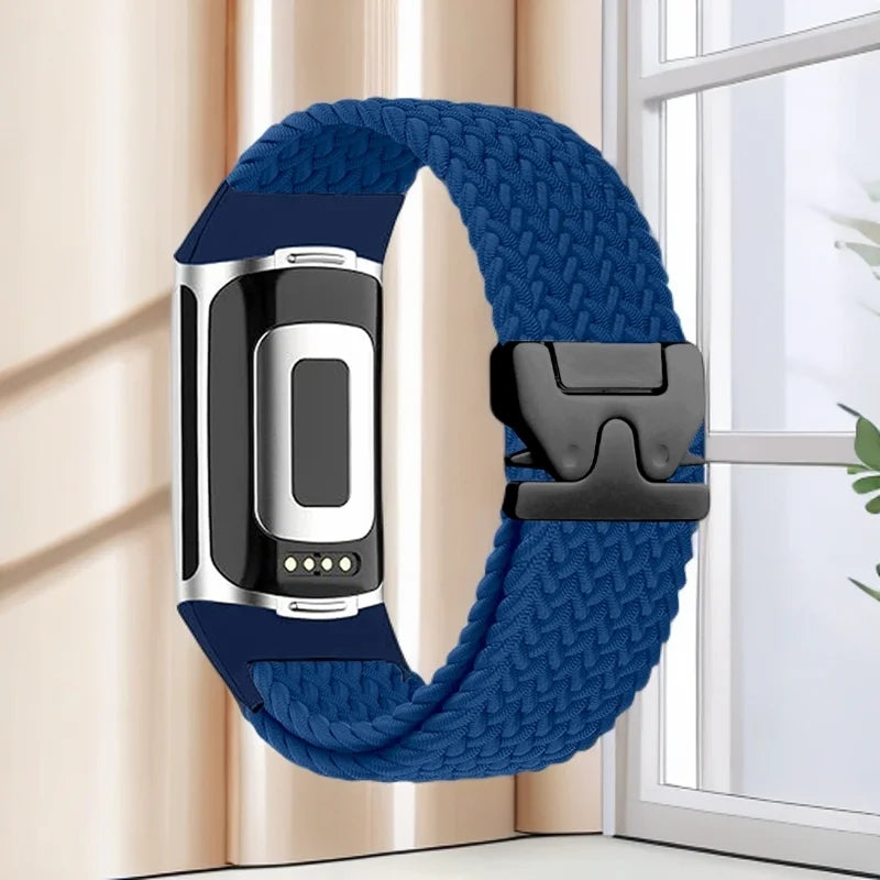 Pulsera trenzada para reloj Fitbit Charge 5, Charge 6 azul