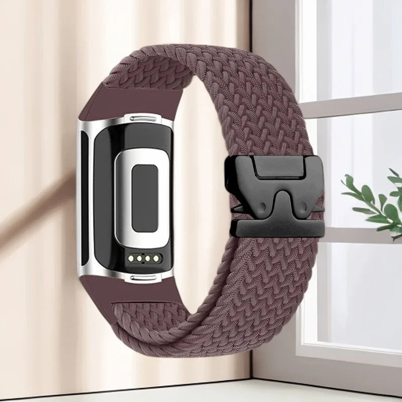 Pulsera trenzada para reloj Fitbit Charge 5, Charge 6 violeta