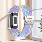 Pulsera trenzada para reloj Fitbit Charge 5, Charge 6 violeta y blanco