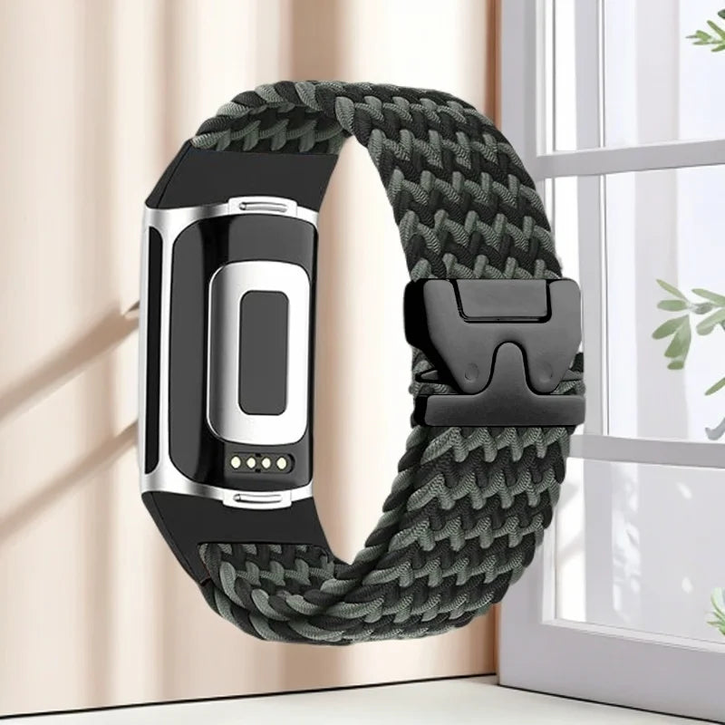 Pulsera trenzada para reloj Fitbit Charge 5, Charge 6 verde militar