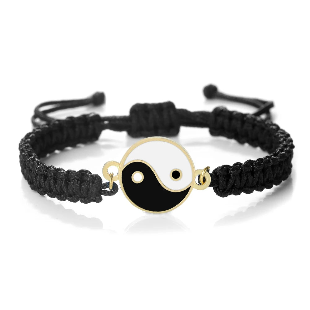 Pulsera Trenzada Yin Yang negro y oro