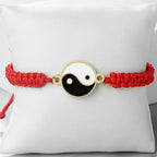 Pulsera Trenzada Yin Yang rojo y oro