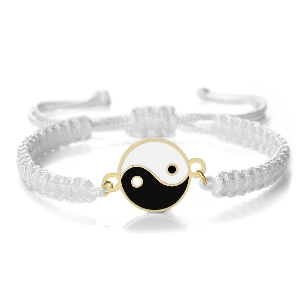 Pulsera Trenzada Yin Yang blanco y oro
