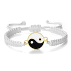 Pulsera Trenzada Yin Yang blanco y oro