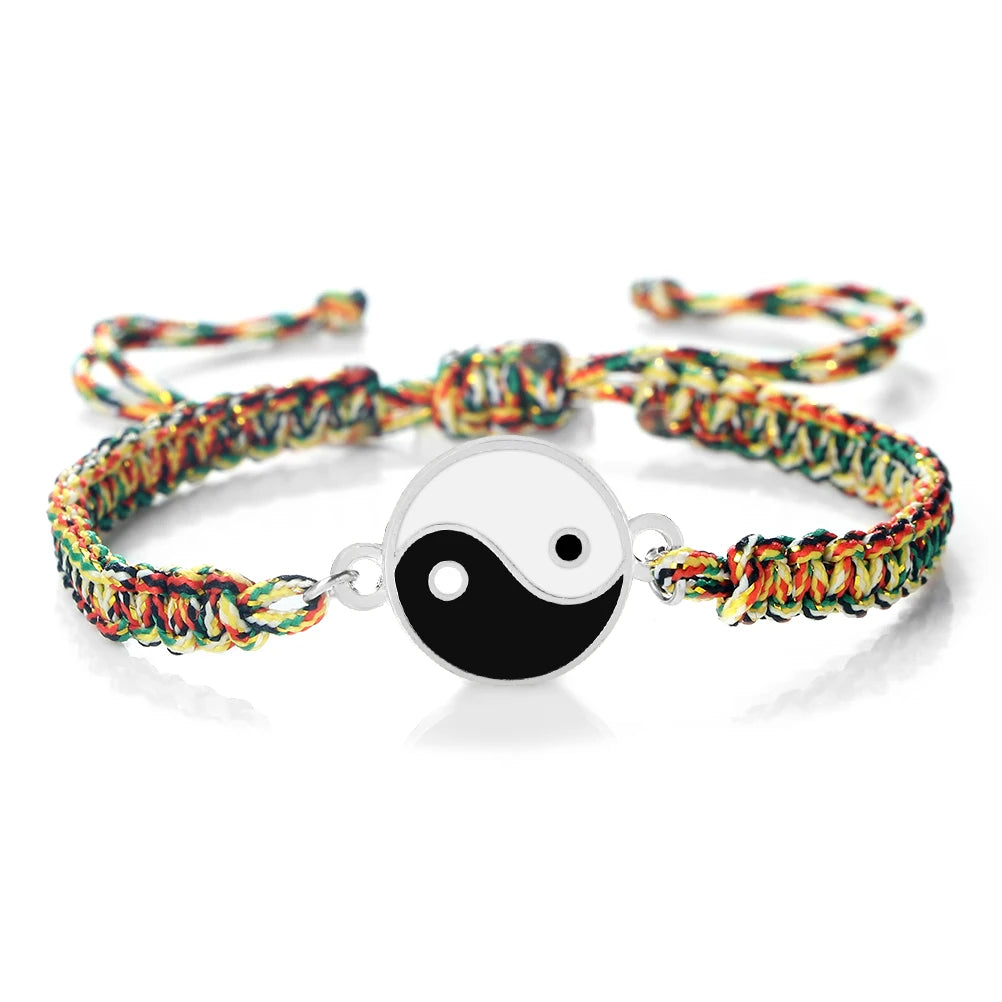 Pulsera Trenzada Yin Yang multicolor y plata