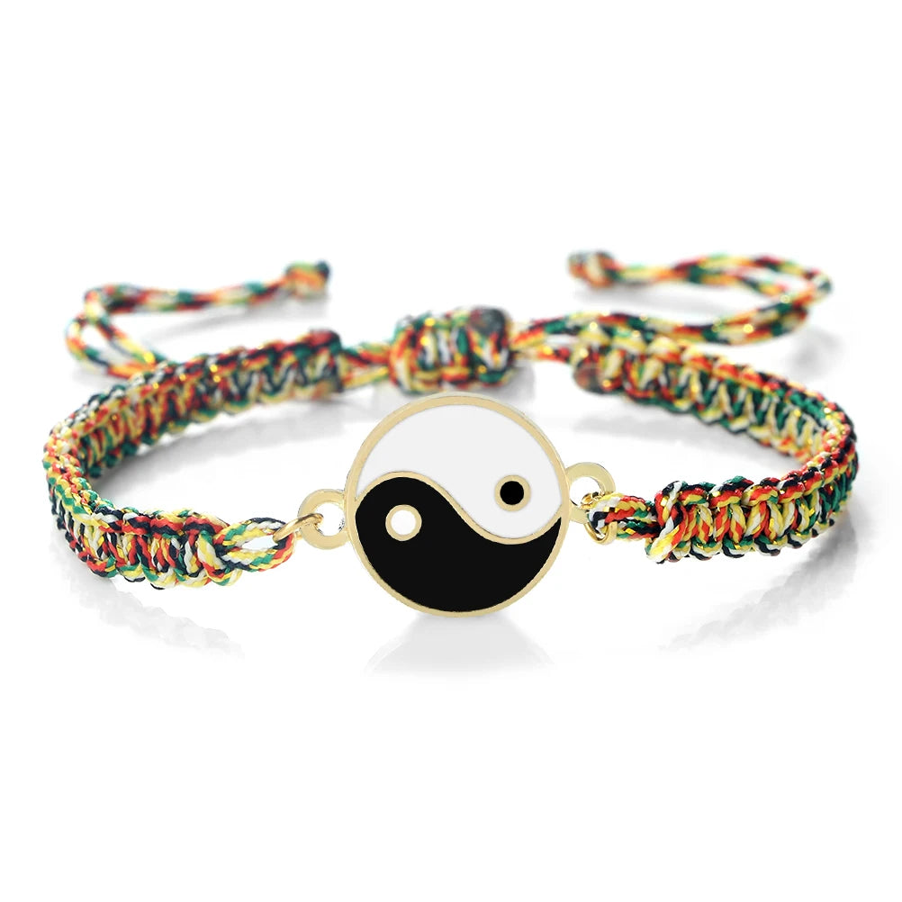 Pulsera Trenzada Yin Yang multicolor y oro