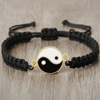 Pulsera Trenzada Yin Yang negro y oro