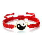 Pulsera Trenzada Yin Yang rojo y oro