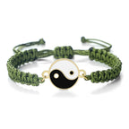 Pulsera Trenzada Yin Yang verde y oro