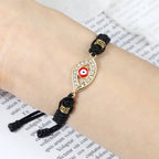 Pulsera Trenzada de Circonio Ojo Turco Mal Negro Plata