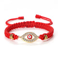 Pulsera Trenzada de Circonio Ojo Turco Mal Rojo Oro