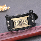 Pulsera Triple Luna de Cuero Hechicería Wicca 7