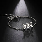Pulsera Triple Luna Hechicería Pulsera Wicca plata