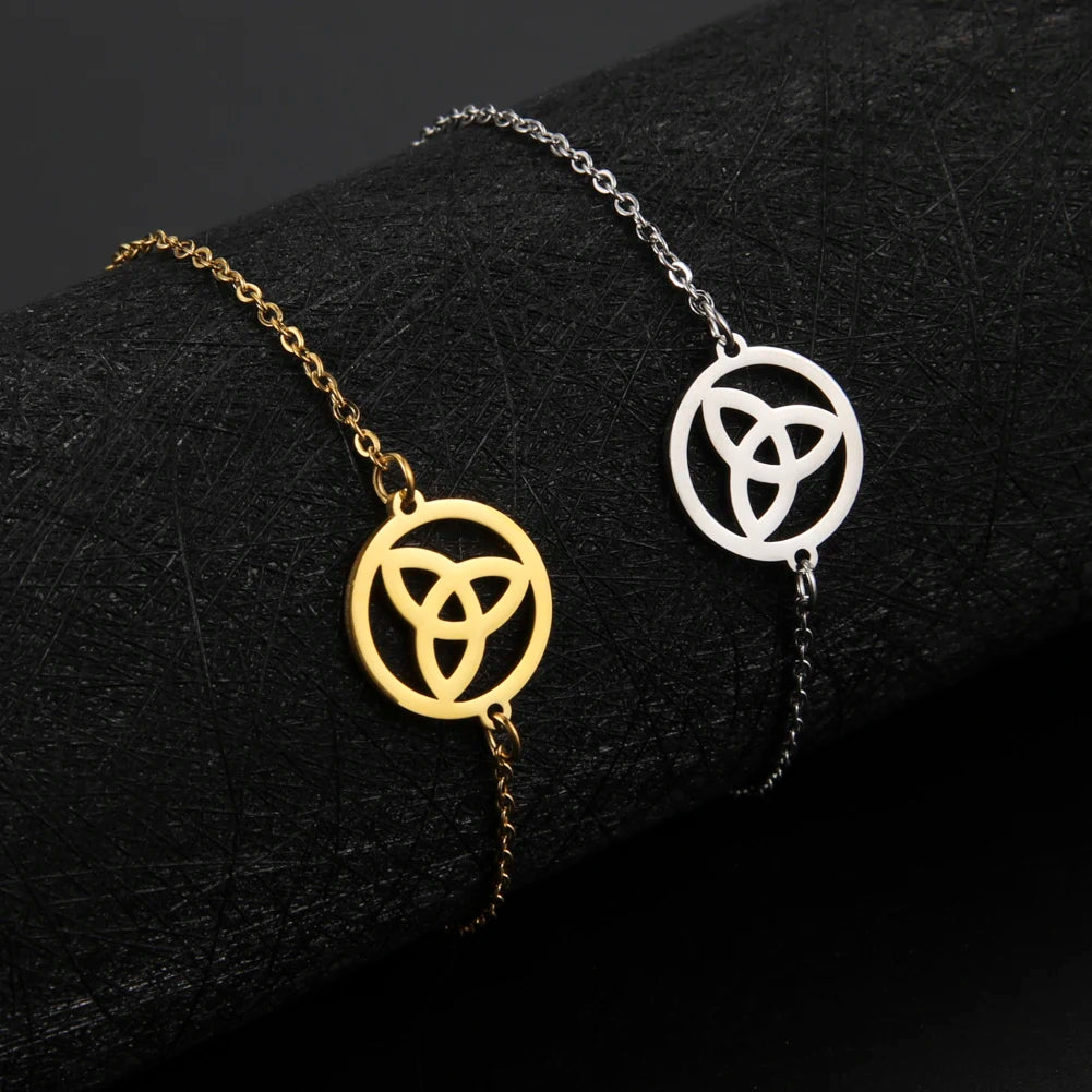 Pulsera Triquetra Nudo de la Trinidad Celta plata