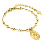 Pulsera Virgen María Pulsera Cristiana de oro