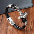 Pulsera trenzada negra ancla